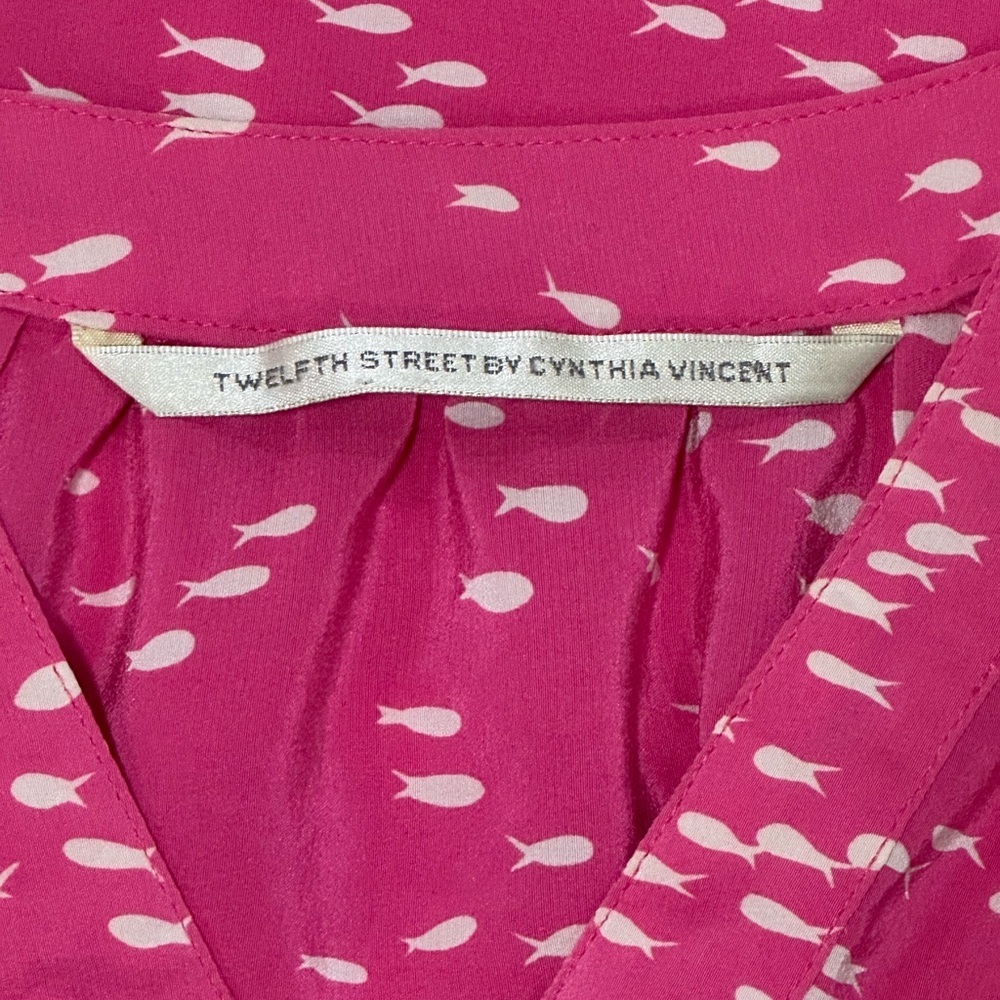 Twelfth Street by Cynthia Vincent. Hot Pink Fish-Print Midi Dress - Picture 2 of 10
